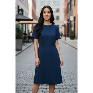 MM.‎ LAFLEUR Navy Sheath Dress Classic Cocktail Work Minimalist Size 10